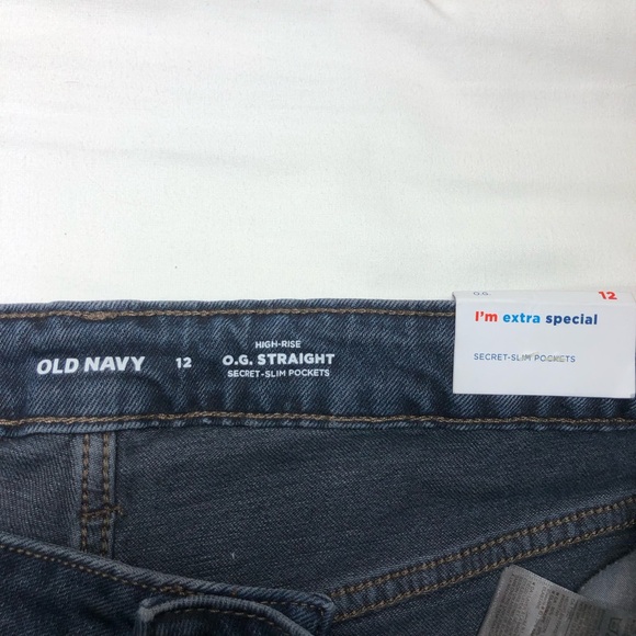 Old Navy O.G. Secret Slim Pockets Dark Wash Straight High Rise Ankle Jeans 12 - Picture 7 of 15